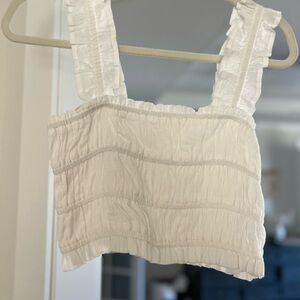 White Smocked Crop Top